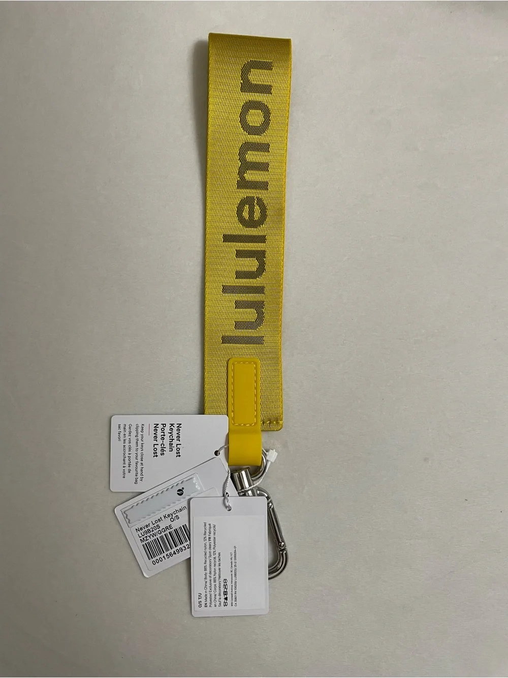 Lululemon NWT Never Lost Keychain Maize Yellow Graphite Grey